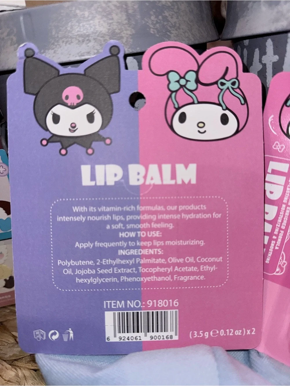 My Melody & Kuromi Lip Balm 2-Pack | Watermelon & Grape | New Sealed